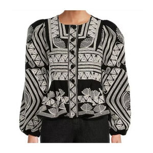 Women's Antonio Melani Blouse Size 0 Black Ivory Embroidered